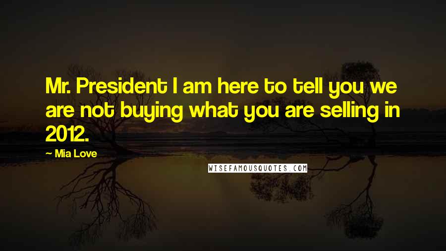Mia Love Quotes: Mr. President I am here to tell you we are not buying what you are selling in 2012.