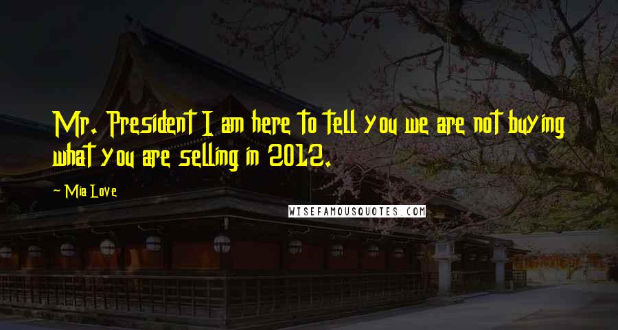 Mia Love Quotes: Mr. President I am here to tell you we are not buying what you are selling in 2012.