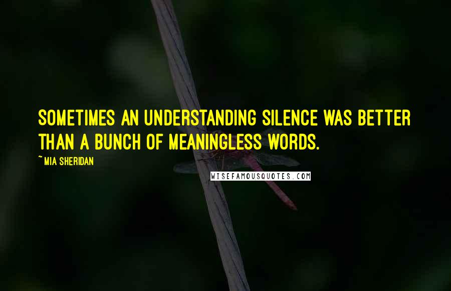 Mia Sheridan Quotes: Sometimes an understanding silence was better than a bunch of meaningless words.