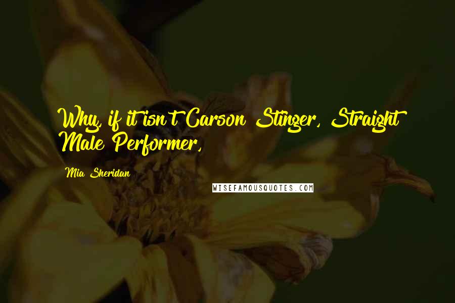 Mia Sheridan Quotes: Why, if it isn't Carson Stinger, Straight Male Performer,