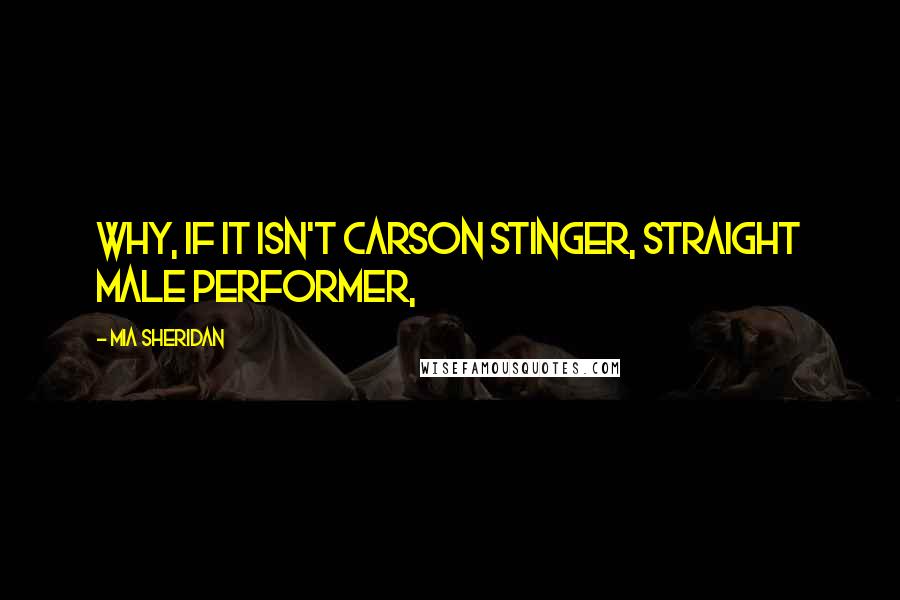 Mia Sheridan Quotes: Why, if it isn't Carson Stinger, Straight Male Performer,