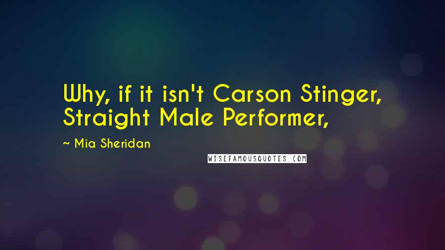 Mia Sheridan Quotes: Why, if it isn't Carson Stinger, Straight Male Performer,