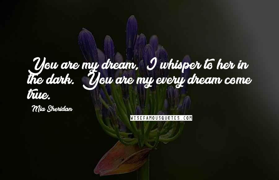 Mia Sheridan Quotes: You are my dream," I whisper to her in the dark. "You are my every dream come true.