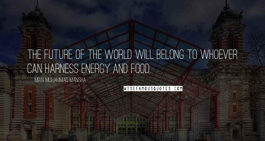 Mian Muhammad Mansha Quotes: The future of the world will belong to whoever can harness energy and food.