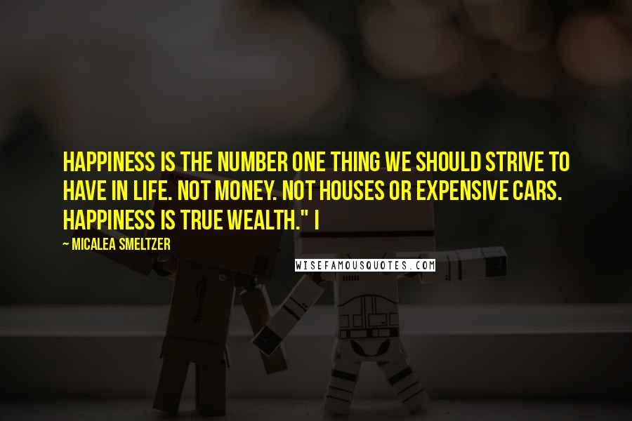 Micalea Smeltzer Quotes: Happiness is the number one thing we should strive to have in life. Not money. Not houses or expensive cars. Happiness is true wealth." I