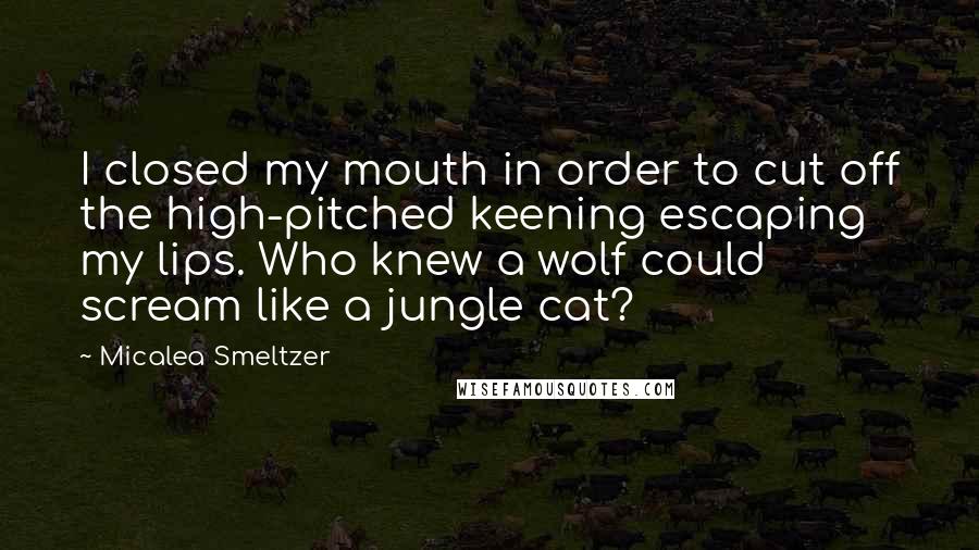 Micalea Smeltzer Quotes: I closed my mouth in order to cut off the high-pitched keening escaping my lips. Who knew a wolf could scream like a jungle cat?