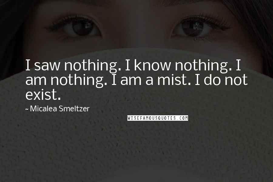 Micalea Smeltzer Quotes: I saw nothing. I know nothing. I am nothing. I am a mist. I do not exist.
