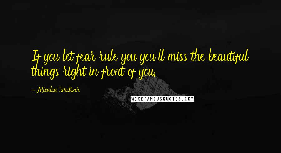 Micalea Smeltzer Quotes: If you let fear rule you you'll miss the beautiful things right in front of you.