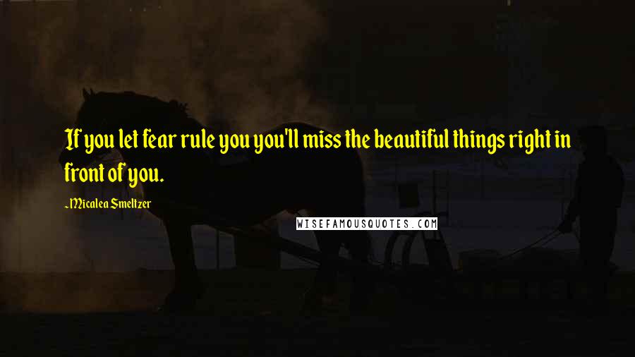 Micalea Smeltzer Quotes: If you let fear rule you you'll miss the beautiful things right in front of you.