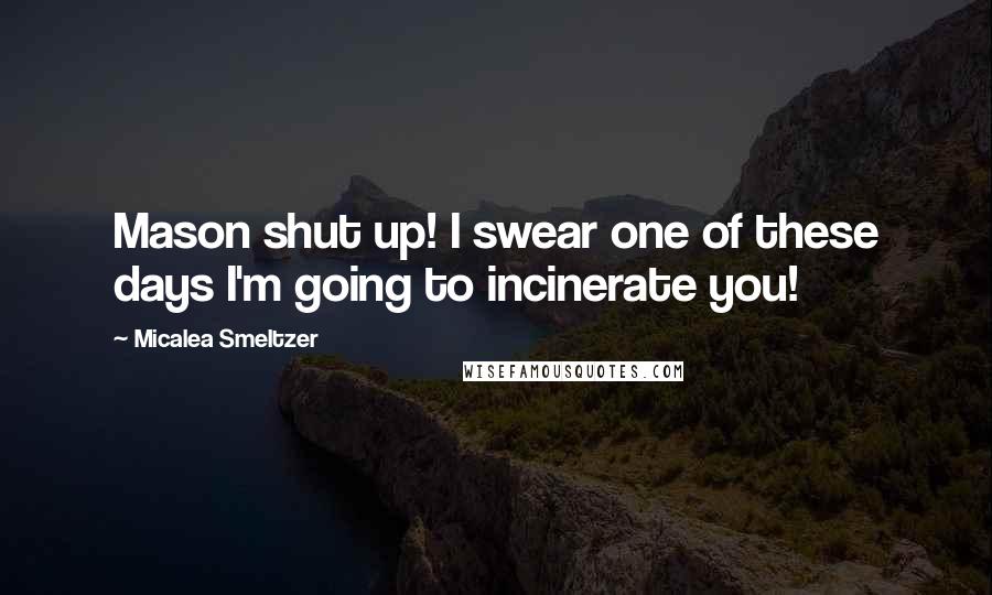 Micalea Smeltzer Quotes: Mason shut up! I swear one of these days I'm going to incinerate you!