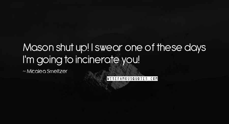 Micalea Smeltzer Quotes: Mason shut up! I swear one of these days I'm going to incinerate you!