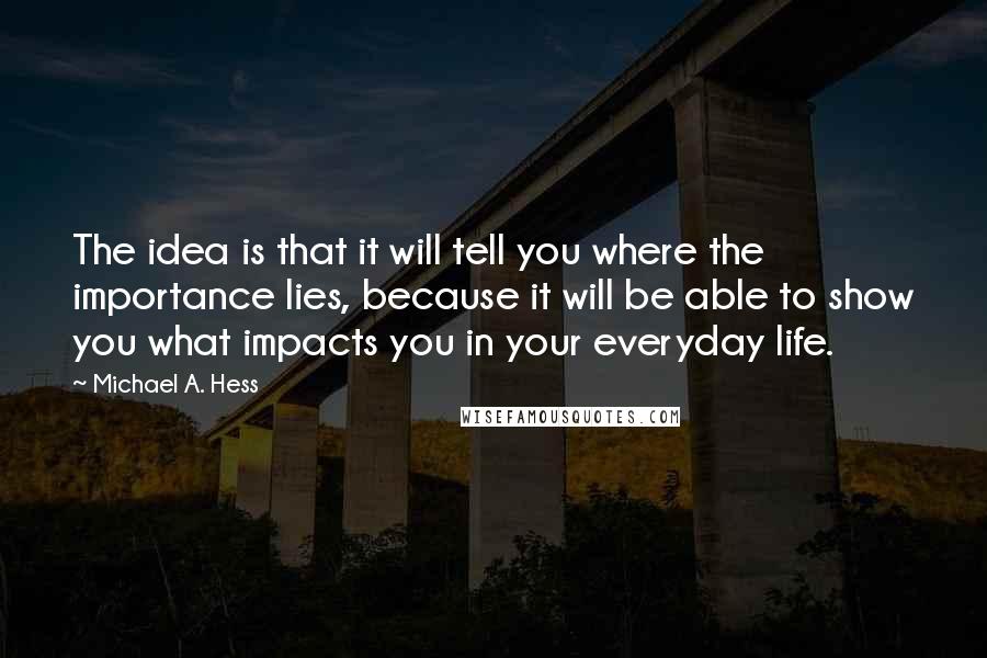 Michael A. Hess Quotes: The idea is that it will tell you where the importance lies, because it will be able to show you what impacts you in your everyday life.