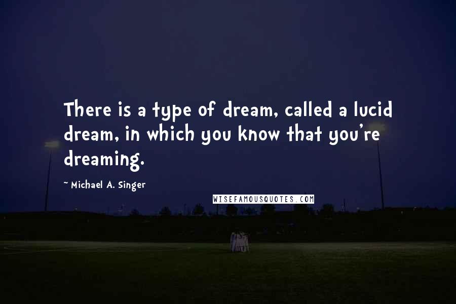 Michael A. Singer Quotes: There is a type of dream, called a lucid dream, in which you know that you're dreaming.