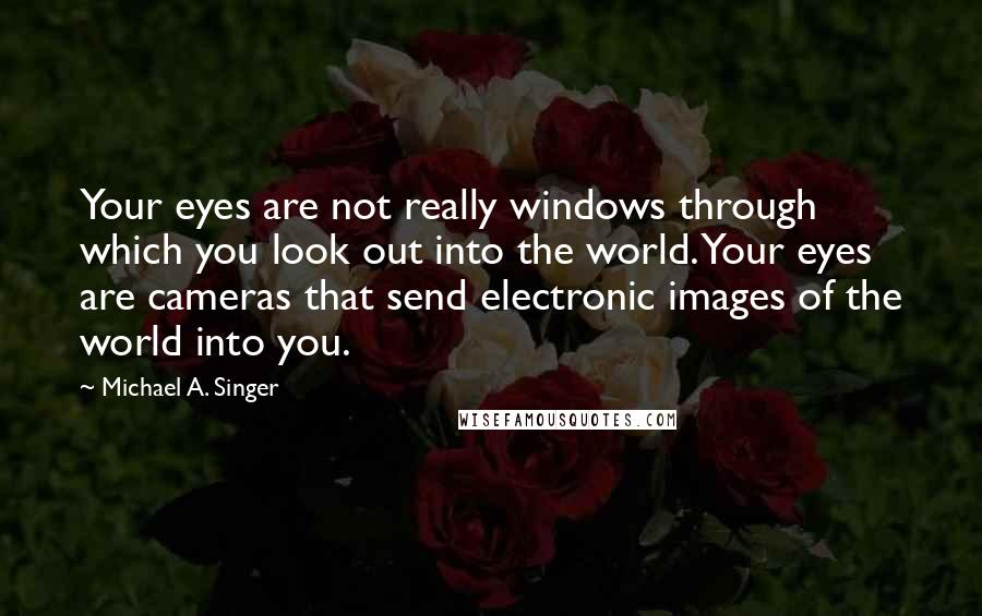 Michael A. Singer Quotes: Your eyes are not really windows through which you look out into the world. Your eyes are cameras that send electronic images of the world into you.