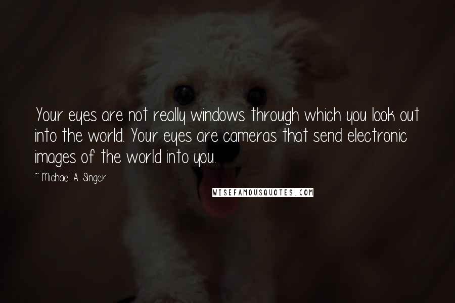 Michael A. Singer Quotes: Your eyes are not really windows through which you look out into the world. Your eyes are cameras that send electronic images of the world into you.