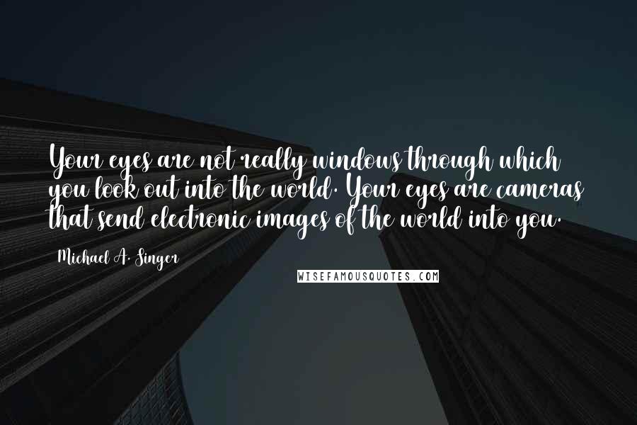 Michael A. Singer Quotes: Your eyes are not really windows through which you look out into the world. Your eyes are cameras that send electronic images of the world into you.