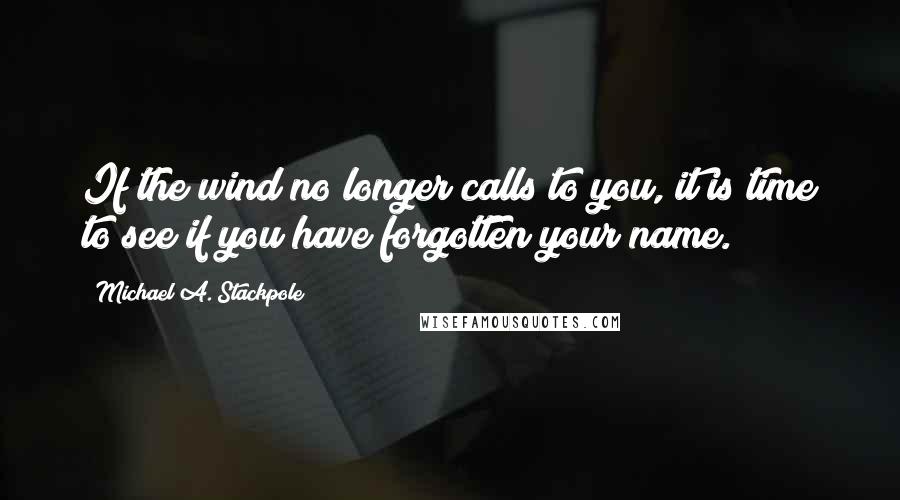 Michael A. Stackpole Quotes: If the wind no longer calls to you, it is time to see if you have forgotten your name.