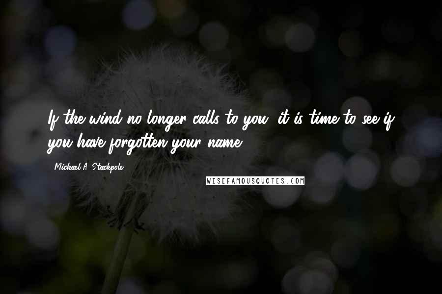 Michael A. Stackpole Quotes: If the wind no longer calls to you, it is time to see if you have forgotten your name.