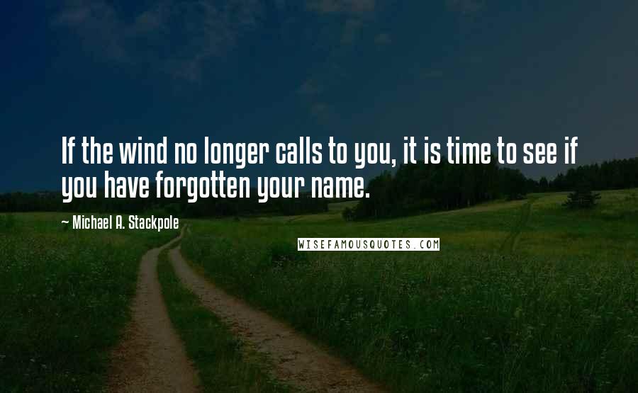 Michael A. Stackpole Quotes: If the wind no longer calls to you, it is time to see if you have forgotten your name.