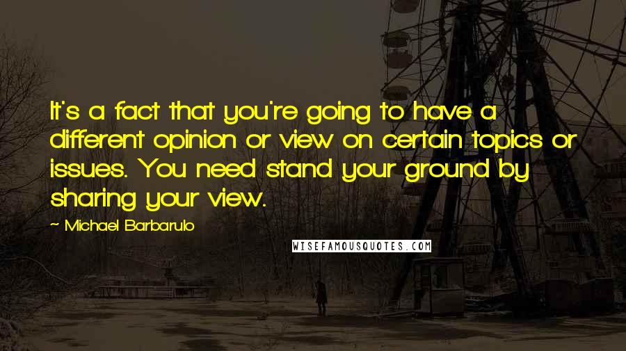 Michael Barbarulo Quotes: It's a fact that you're going to have a different opinion or view on certain topics or issues. You need stand your ground by sharing your view.