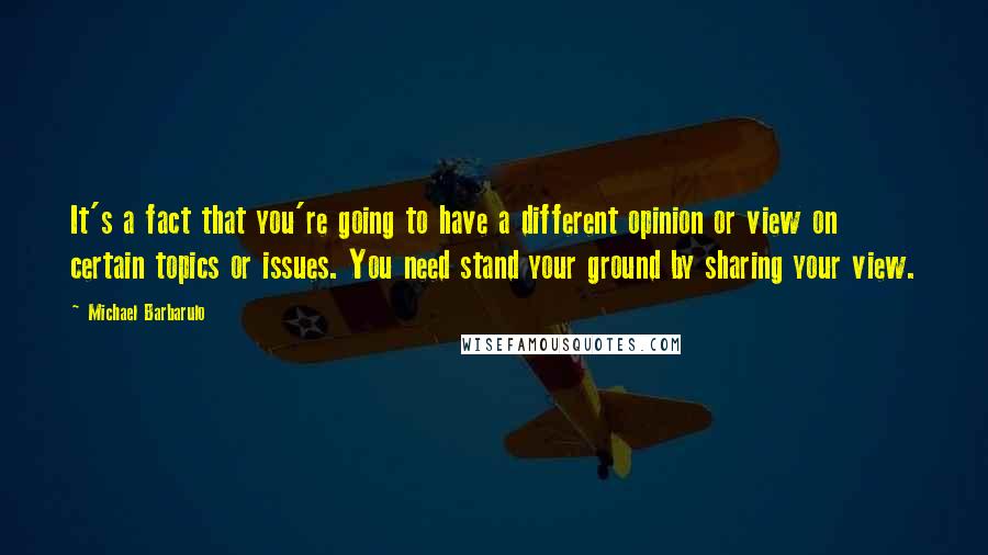 Michael Barbarulo Quotes: It's a fact that you're going to have a different opinion or view on certain topics or issues. You need stand your ground by sharing your view.