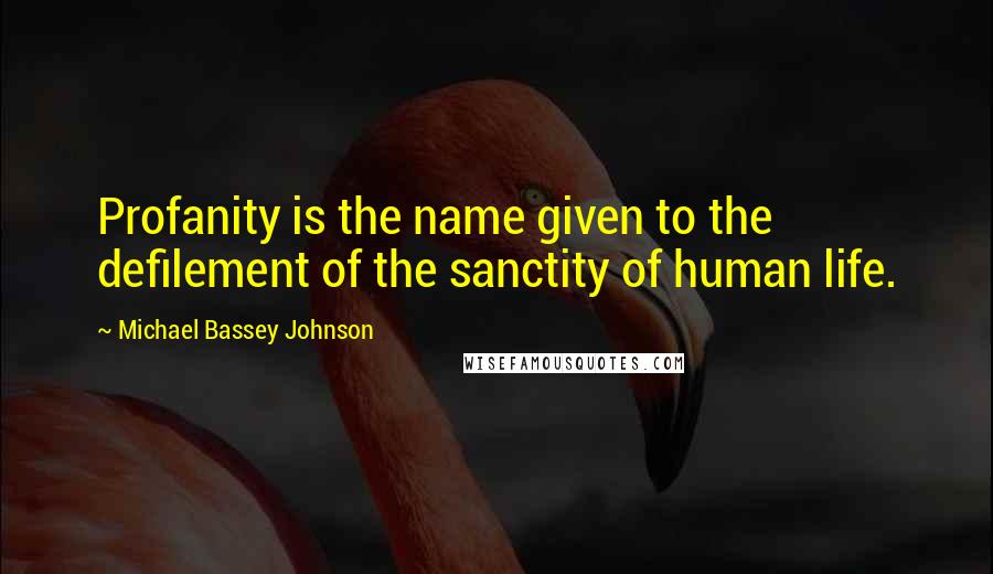 Michael Bassey Johnson Quotes: Profanity is the name given to the defilement of the sanctity of human life.