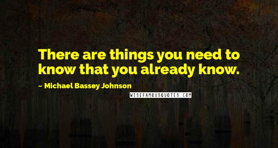 Michael Bassey Johnson Quotes: There are things you need to know that you already know.