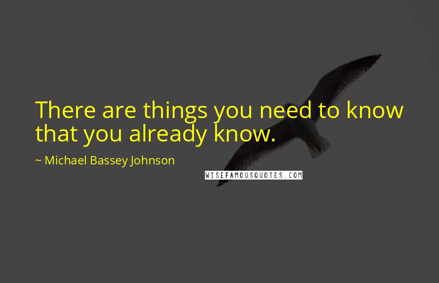 Michael Bassey Johnson Quotes: There are things you need to know that you already know.