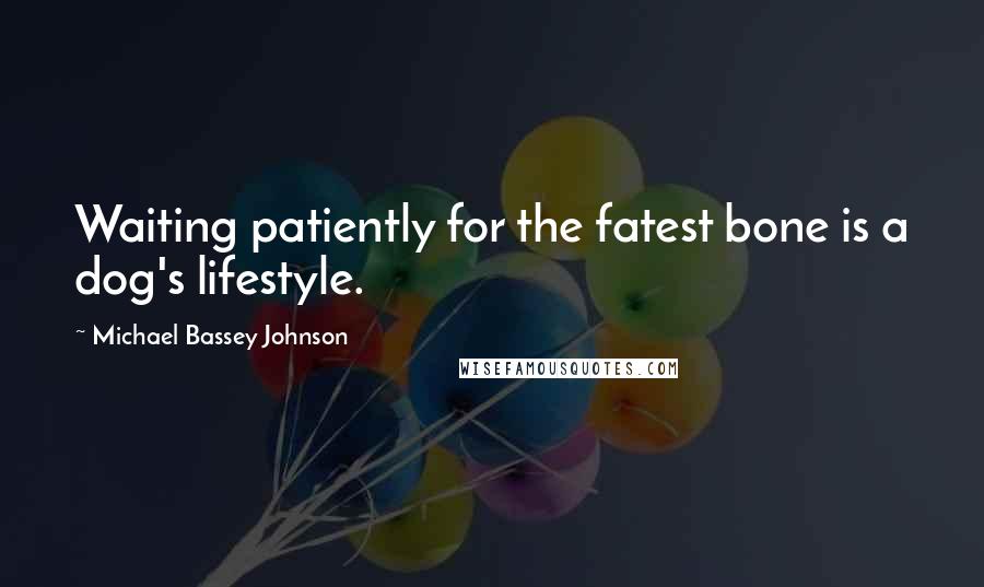 Michael Bassey Johnson Quotes: Waiting patiently for the fatest bone is a dog's lifestyle.