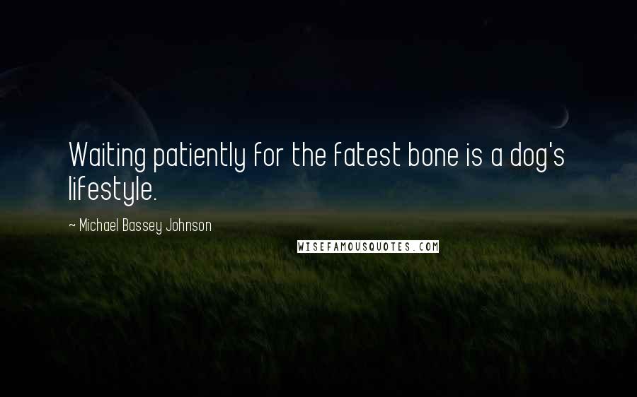 Michael Bassey Johnson Quotes: Waiting patiently for the fatest bone is a dog's lifestyle.