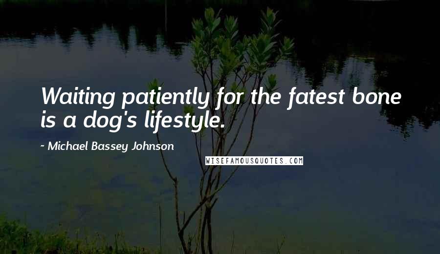 Michael Bassey Johnson Quotes: Waiting patiently for the fatest bone is a dog's lifestyle.