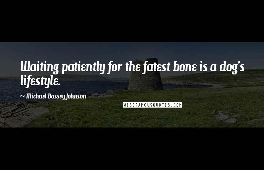 Michael Bassey Johnson Quotes: Waiting patiently for the fatest bone is a dog's lifestyle.