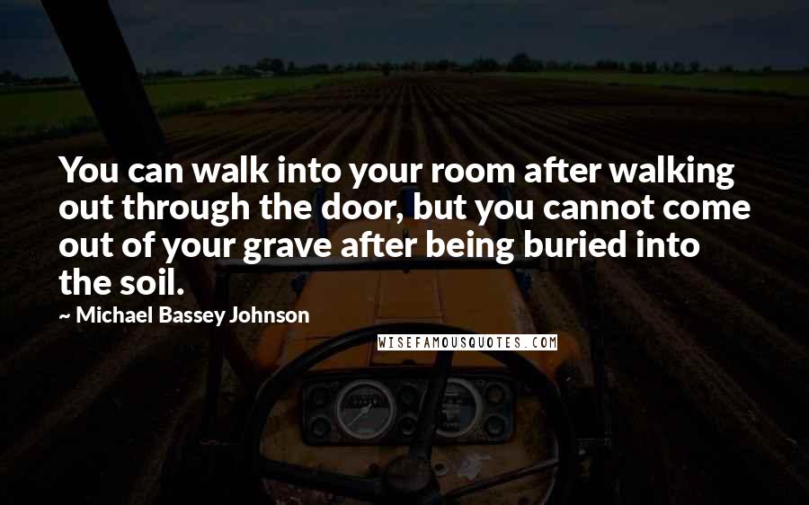 Michael Bassey Johnson Quotes: You can walk into your room after walking out through the door, but you cannot come out of your grave after being buried into the soil.