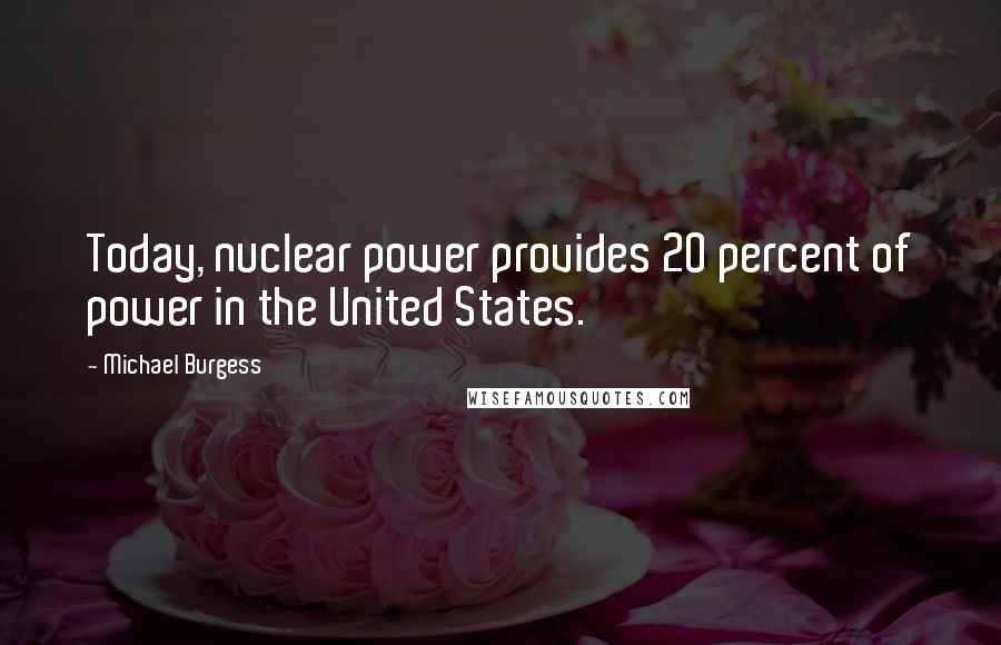 Michael Burgess Quotes: Today, nuclear power provides 20 percent of power in the United States.