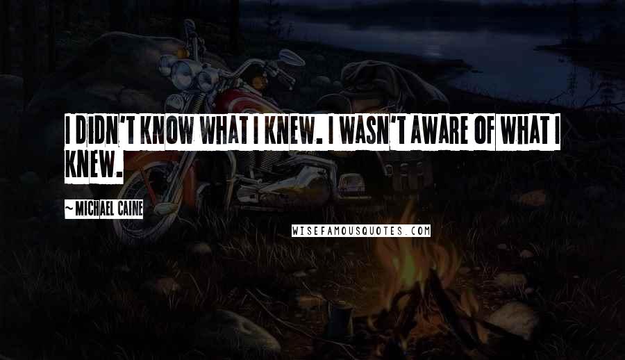 Michael Caine Quotes: I didn't know what I knew. I wasn't aware of what I knew.