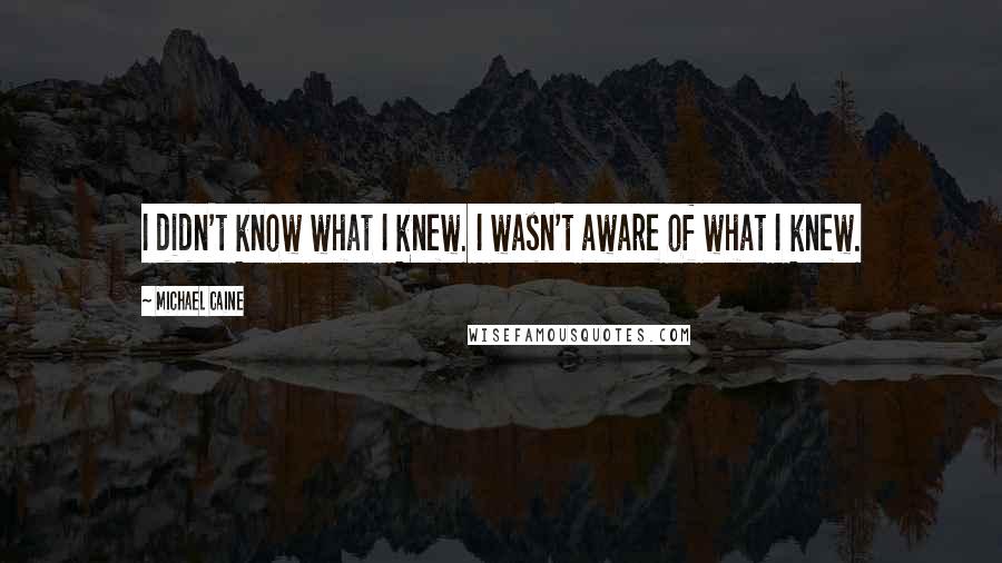 Michael Caine Quotes: I didn't know what I knew. I wasn't aware of what I knew.