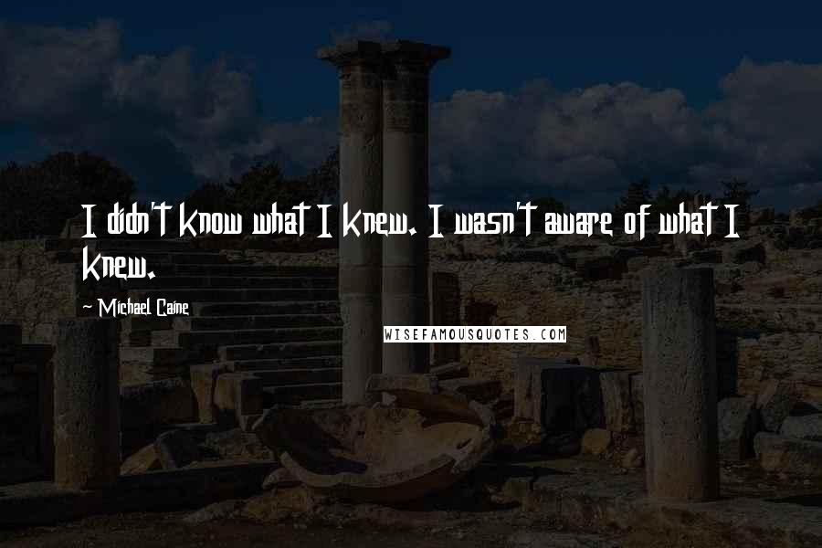 Michael Caine Quotes: I didn't know what I knew. I wasn't aware of what I knew.