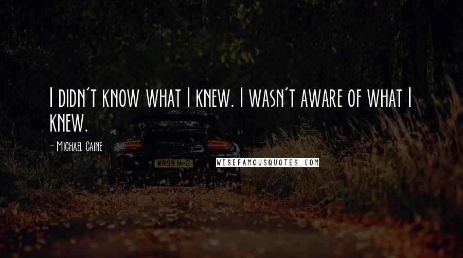 Michael Caine Quotes: I didn't know what I knew. I wasn't aware of what I knew.