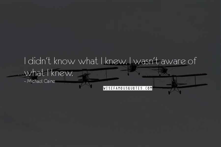 Michael Caine Quotes: I didn't know what I knew. I wasn't aware of what I knew.