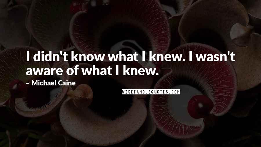 Michael Caine Quotes: I didn't know what I knew. I wasn't aware of what I knew.