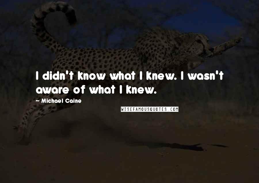 Michael Caine Quotes: I didn't know what I knew. I wasn't aware of what I knew.