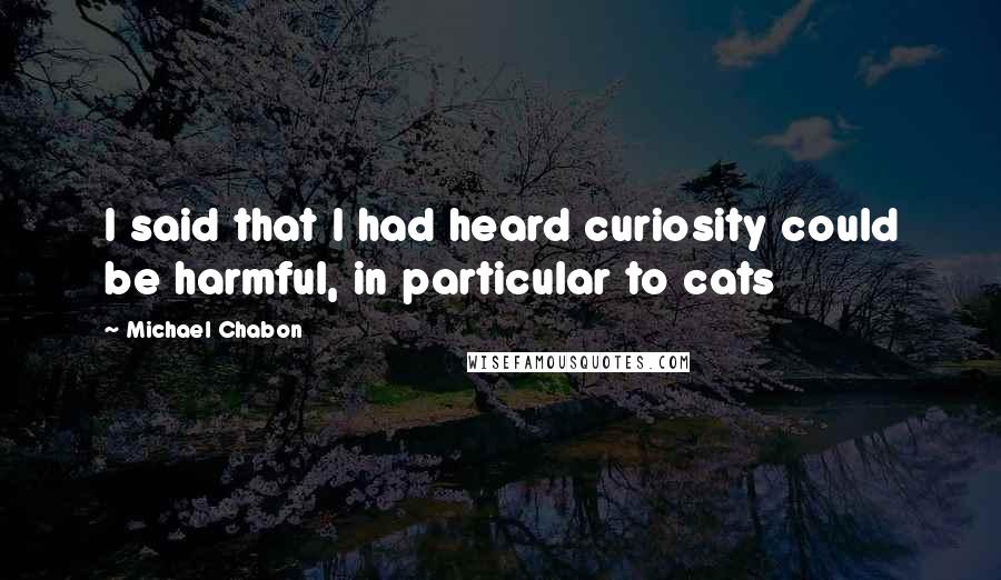 Michael Chabon Quotes: I said that I had heard curiosity could be harmful, in particular to cats