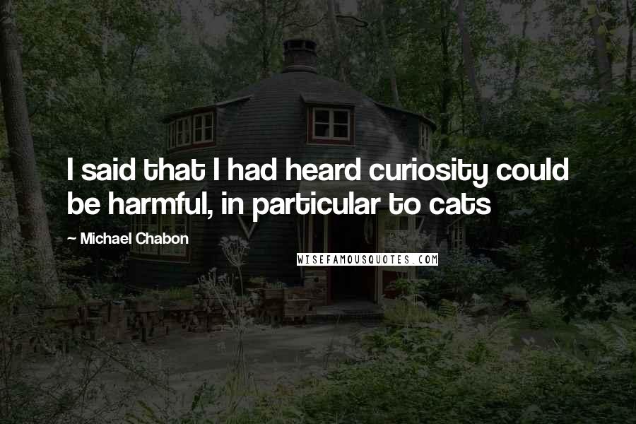 Michael Chabon Quotes: I said that I had heard curiosity could be harmful, in particular to cats