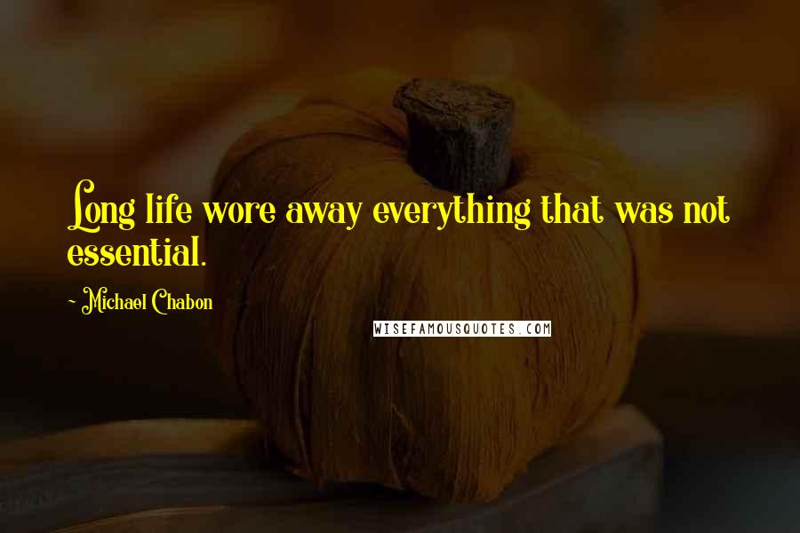 Michael Chabon Quotes: Long life wore away everything that was not essential.