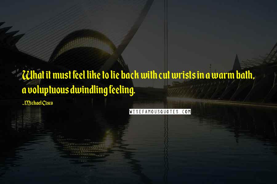 Michael Cisco Quotes: What it must feel like to lie back with cut wrists in a warm bath, a voluptuous dwindling feeling.