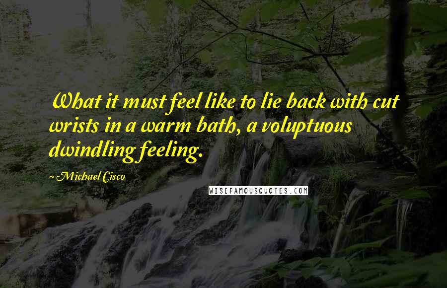 Michael Cisco Quotes: What it must feel like to lie back with cut wrists in a warm bath, a voluptuous dwindling feeling.