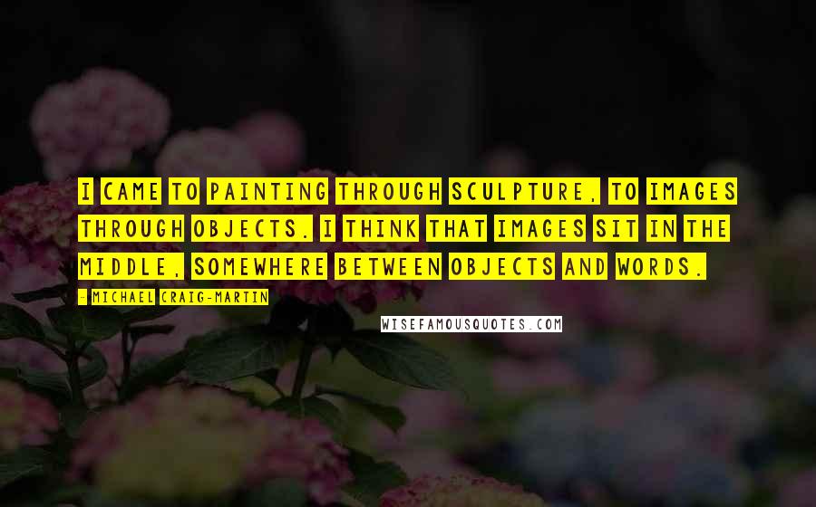 Michael Craig-Martin Quotes: I came to painting through sculpture, to images through objects. I think that images sit in the middle, somewhere between objects and words.