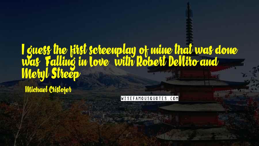 Michael Cristofer Quotes: I guess the first screenplay of mine that was done was 'Falling in Love' with Robert DeNiro and Meryl Streep.