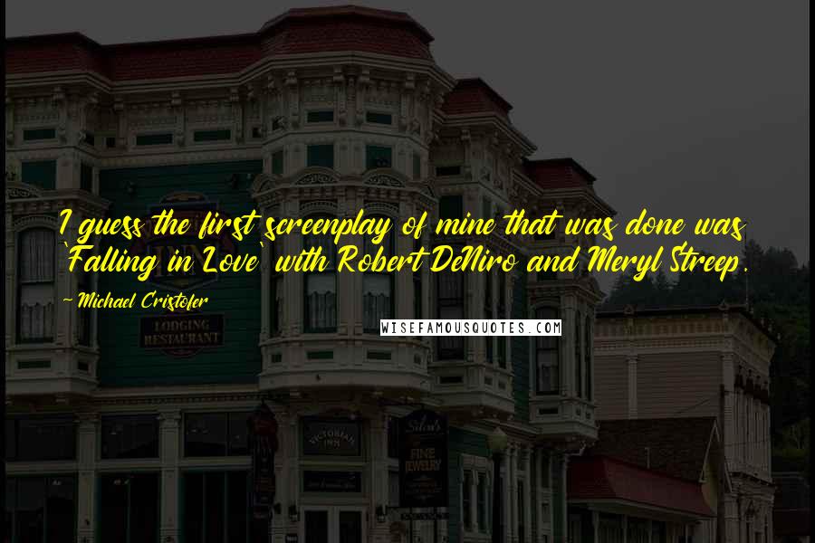 Michael Cristofer Quotes: I guess the first screenplay of mine that was done was 'Falling in Love' with Robert DeNiro and Meryl Streep.