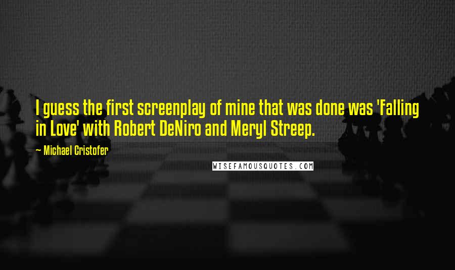 Michael Cristofer Quotes: I guess the first screenplay of mine that was done was 'Falling in Love' with Robert DeNiro and Meryl Streep.